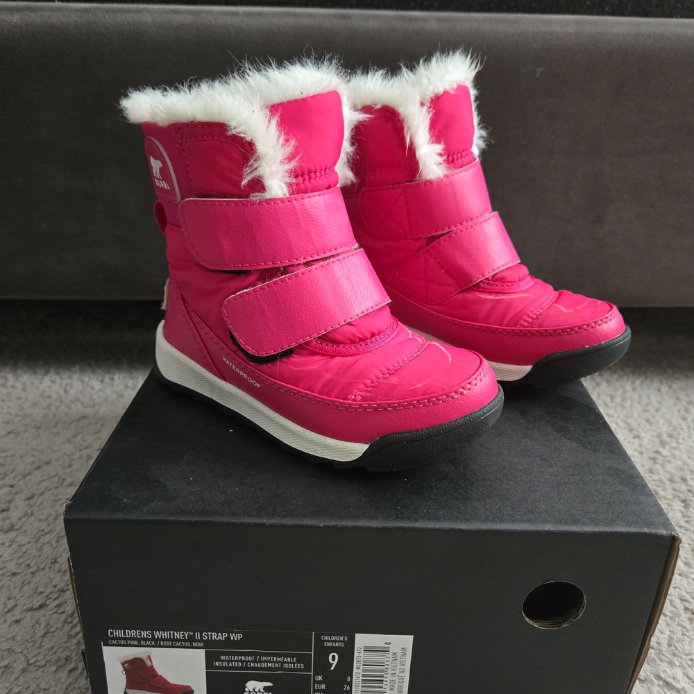 Pink Children's Winter Boots with Fur Trim